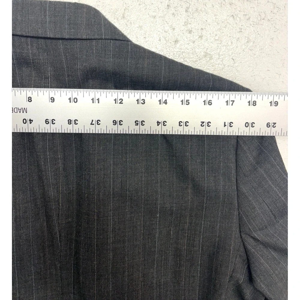 vtg 90s Charcoal Stripe 40R 34x30 2pc Pant Suit Pleated High Waisted Wool Mens